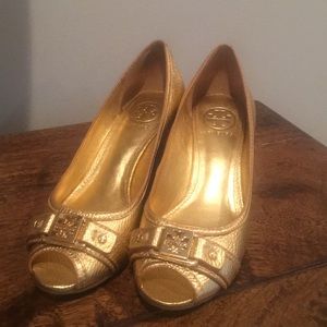 Tory Burch Gold Wedges